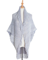 Ribbed Striped Knitted Cardigan Shawl