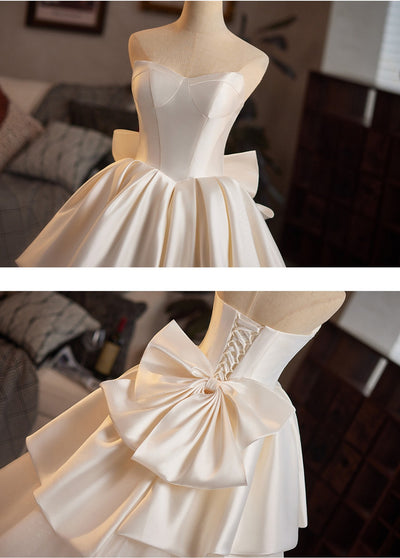 Ivory White Satin Tulle Wedding Dress