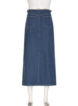 High Waist Split Pocket Denim Skirt