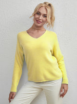 V-neck Solid Color Casual Pullover Sweater