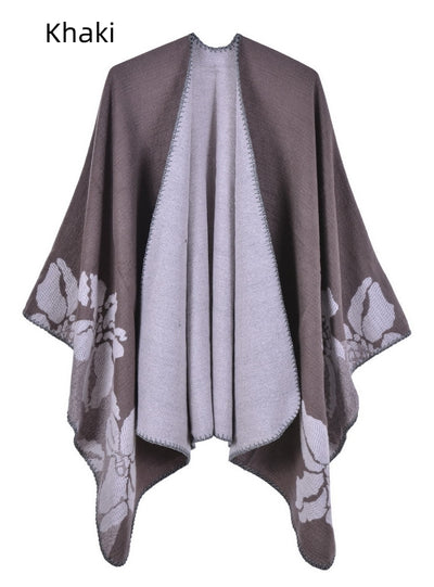Retro Big Flower Double-sided Cashmere Cloak