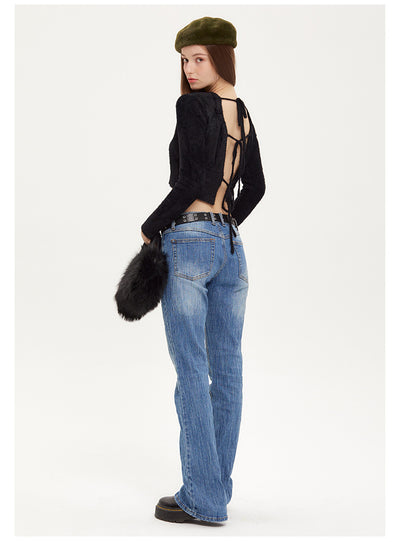 Open-back Imitation Mink Wool Knitted Sweater