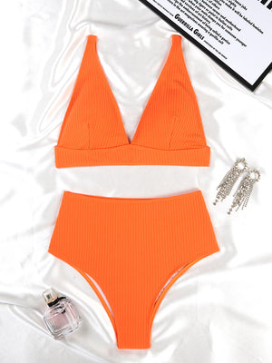 Solid Color High Waist Pit Bikini