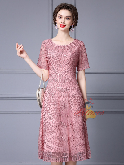 Sequins Short Sleeve Mother Of The Bride Dress