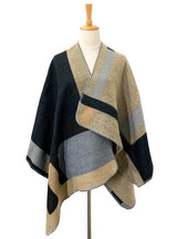 Thickened Cashmere Retro Plaid Shawl Cloak