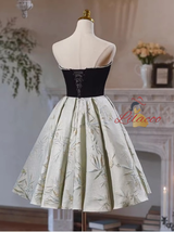 Black Velvet Strapless Pearls Homecoming Dress