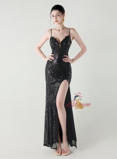 Mermaid Spaghetti Straps Appliques Prom Dress