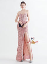 Mermaid Sequins Strapless Prom Dress