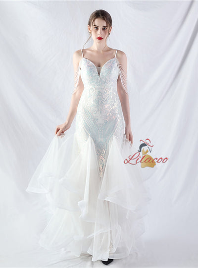 Mermaid Tulle Sequins Beading Prom Dress
