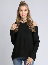 Solid Color Round Neck Loose Pullover Sweater