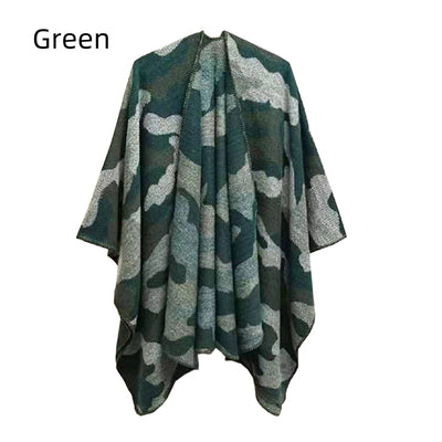 Jacquard Thick Camouflage Split Shawl