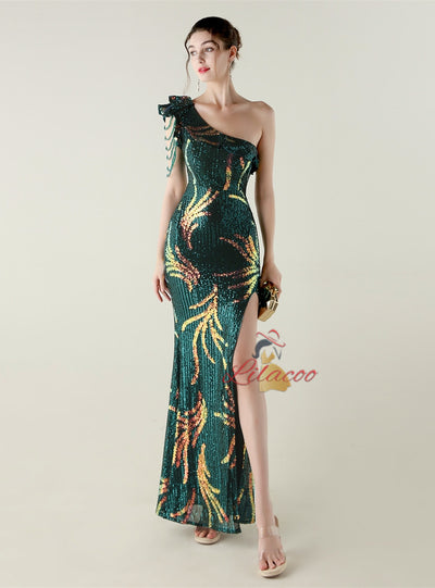 Mermaid Sequins One Shoulder Prom Dress