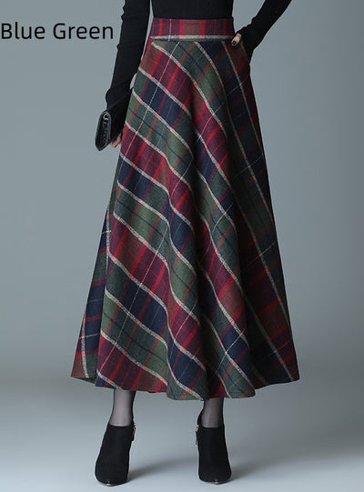 Thickened High Waist Plaid Woolen Skirt