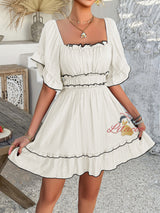 Solid Color Short-sleeved Dress