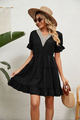 Summer Jacquard V-neck Loose Dress