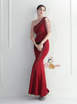 One Shoulder Mermaid Beading Prom Dress