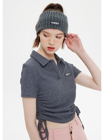 Polo Collar Drawstring Shirt T-shirt