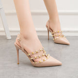 Thin Heel Shallow Mouth Riveted Shoes