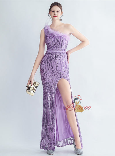 Mermaid Sequins One Shoulder Prom Dress