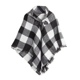 Lapel Horn Buckle Plaid Cloak Shawl