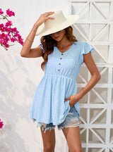 Loose Casual V-neck Short Sleeve T-shirt