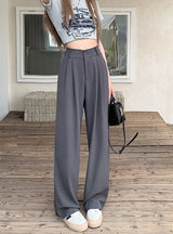 Elastic Waist Straight High Waist Loose Pants