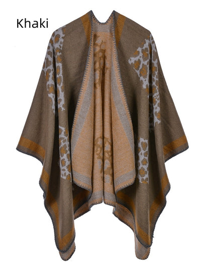Ladies Leopard Cashmere Scarf Cloak