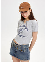 Short-sleeved Blouse Irregular Slim T-shirt