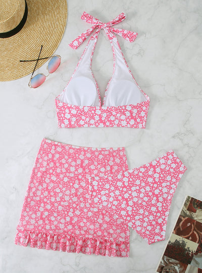 Sexy Printed Split Swimsuit Three-piece Suit