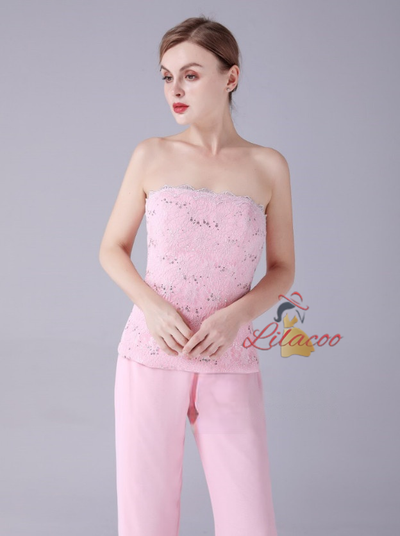 Pink 3 Piece Lace Mother Of The Bride Dress