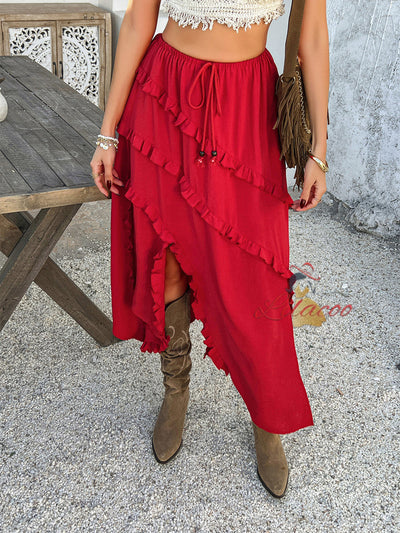 Casual Lace-up Waist-length Skirt