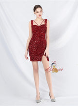 Sequins Straps Mini Prom Dress
