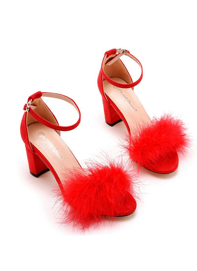 7 cm Thick Round-headed Feather Sandals