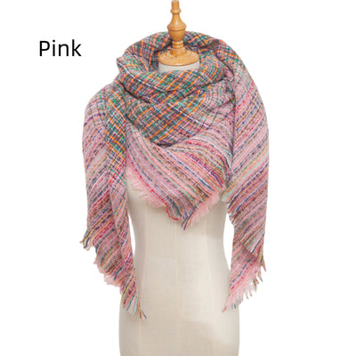 Women Fine Plaid Square Scarf