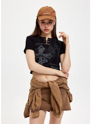 Retro Short-sleeved Slim T-shirt