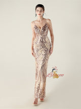 Mermaid Sequins Spaghetti Straps Prom Dress