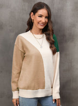 Pullover Splicing Color Matching Sweater