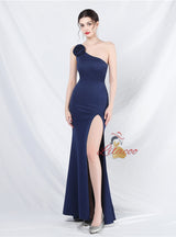 Mermaid One Shoulder Split Prom Dress
