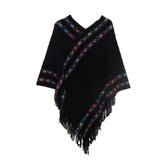 Folk Style Knitted Pullover Cloak Shawl