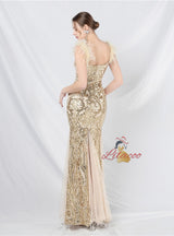 Mermaid Sequins Straps Split Prom Dress