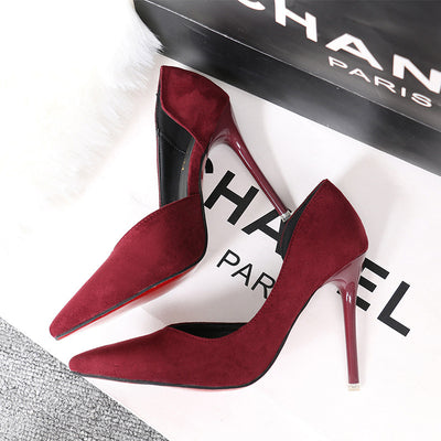 Suede Shallow Mouth Pointed High Heels Shoes