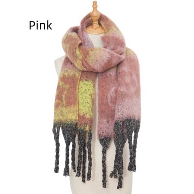 Coarse Tassel Jacquard Flower Scarf