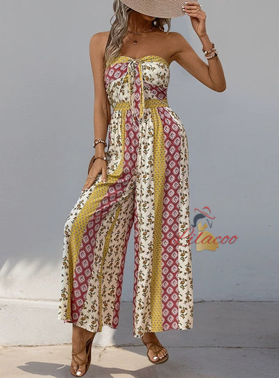 Summer Printed Casual Sleeveless Jumpsuit