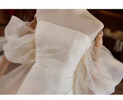 Ivory Strapless Pleats Wedding Dress