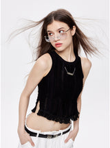 Color Mmatching Striped Tassel Sleeveless Vest