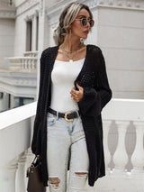 Solid Color Cardigan Flared Sleeve Sweater
