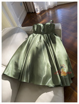 Green Vintage Straps Bow Prom Dress