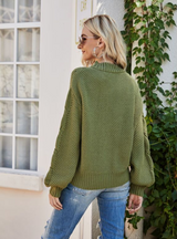 Solid Color Twisted Semi-turtle Sweater