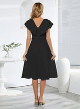 Sexy V-neck Lotus Leaf Sleeve Slim Dress