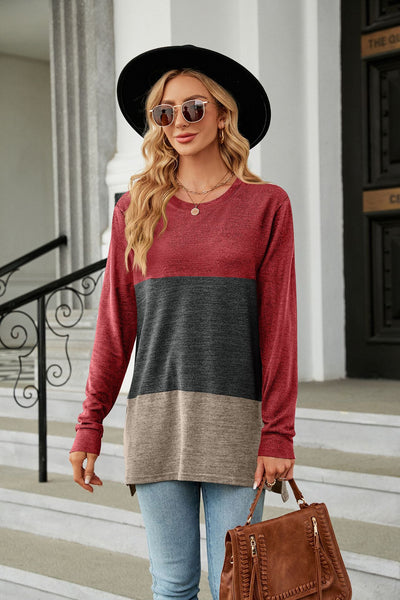Round Neck Loose Long Sleeve T-shirt